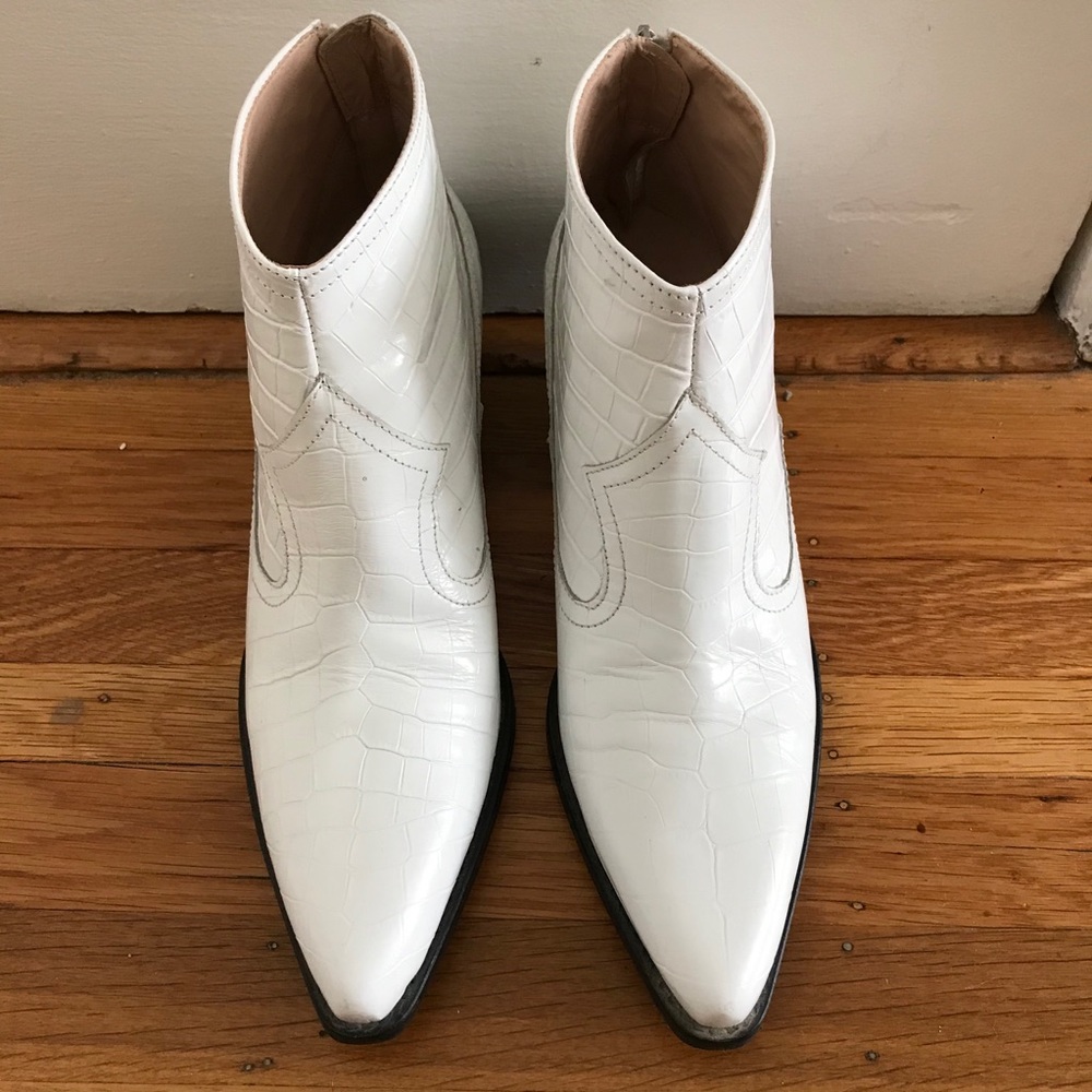 Embossed leather ankle boots